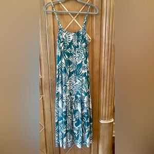 Sanctuary Green and White Tropical Print Sundress With Adjustable Straps